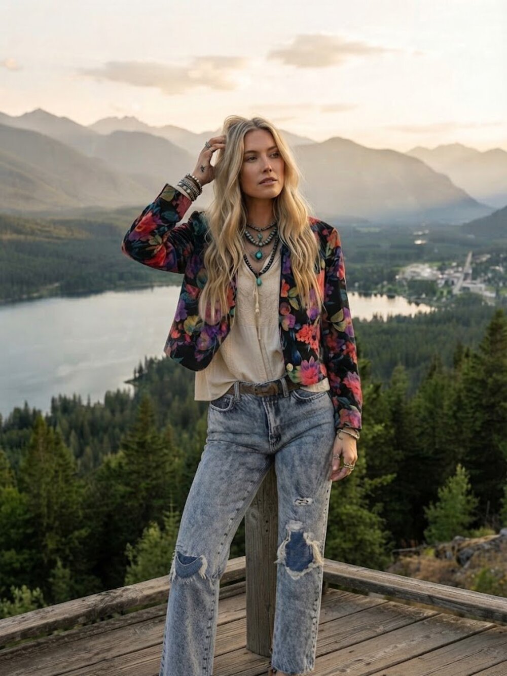 Vintage Floral Velvet Blazer